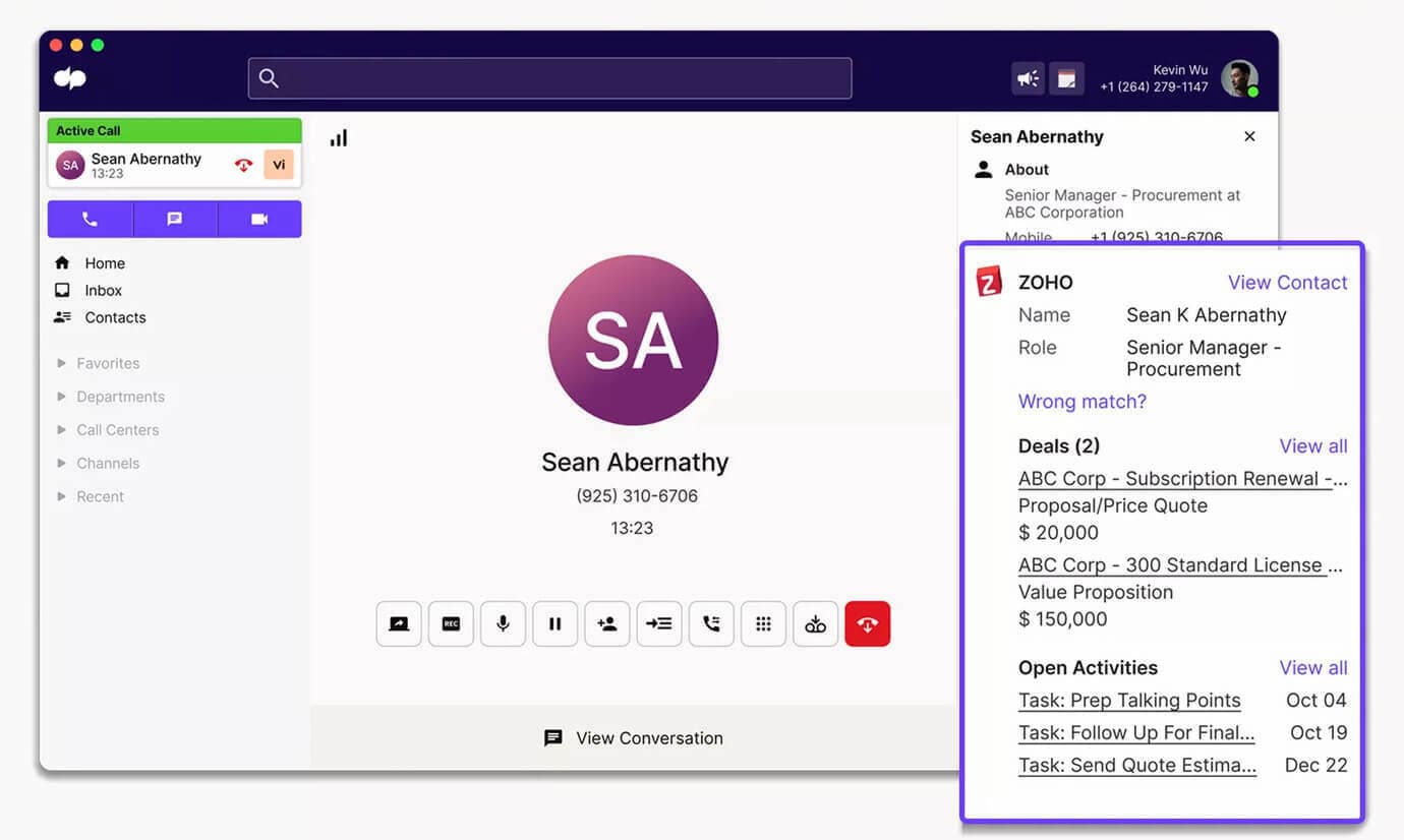 Zoho crm dialpad integration