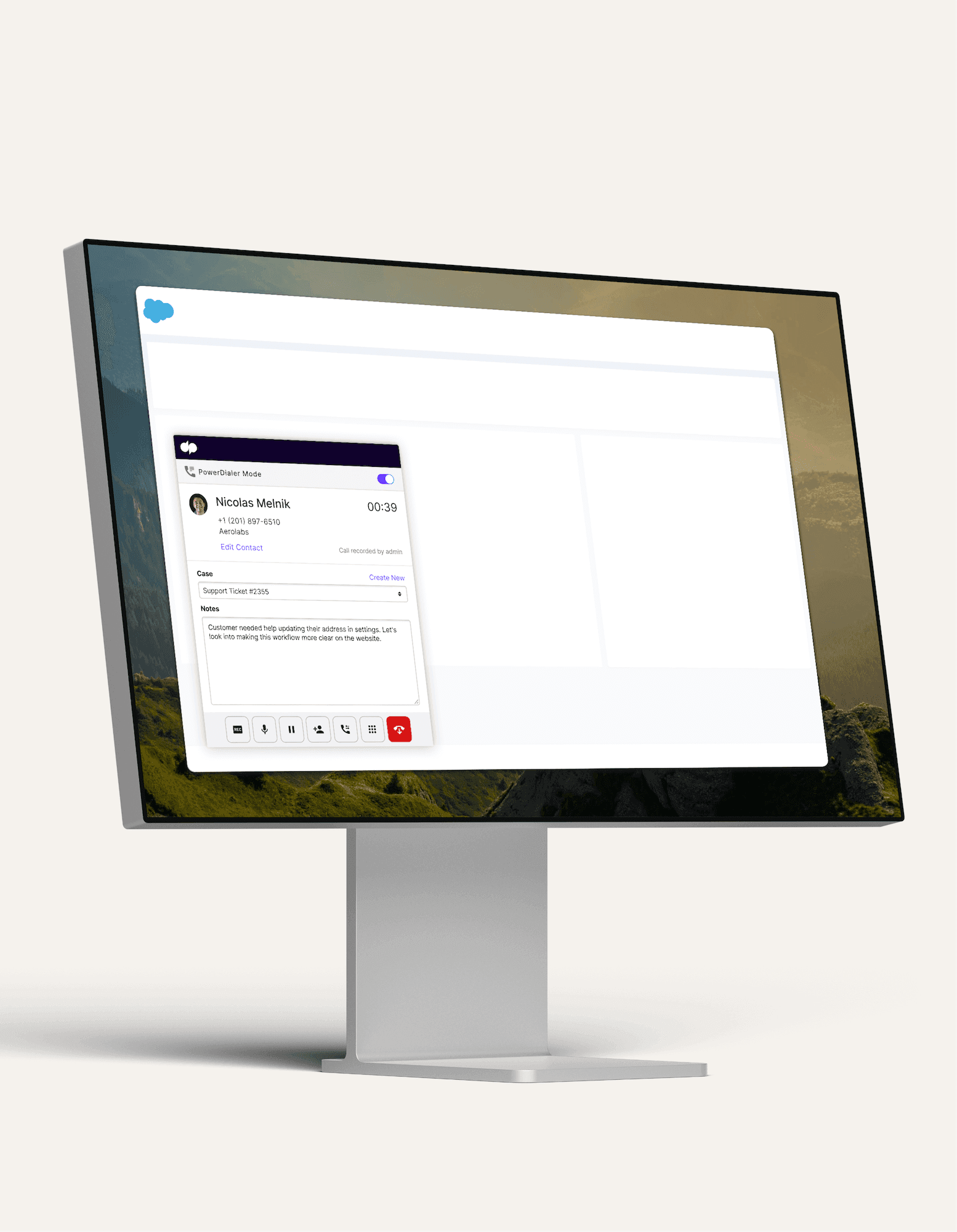 Computer monitor showing Dialpad's power dialer user interface