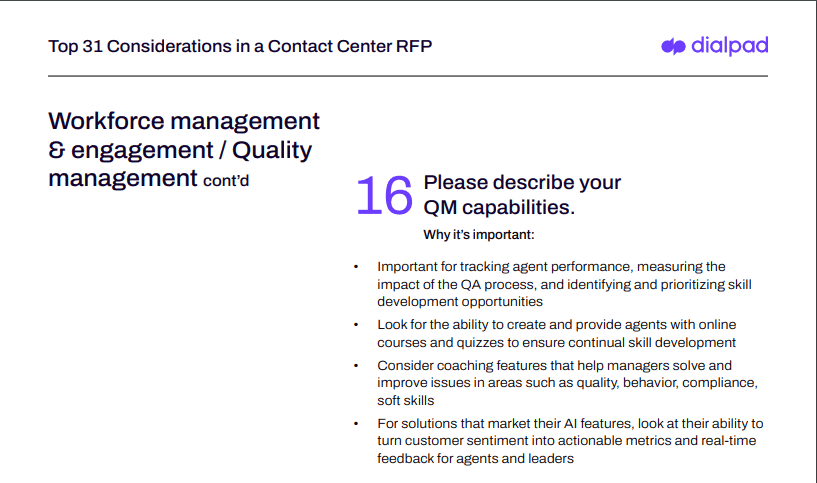 Contact center rfp example