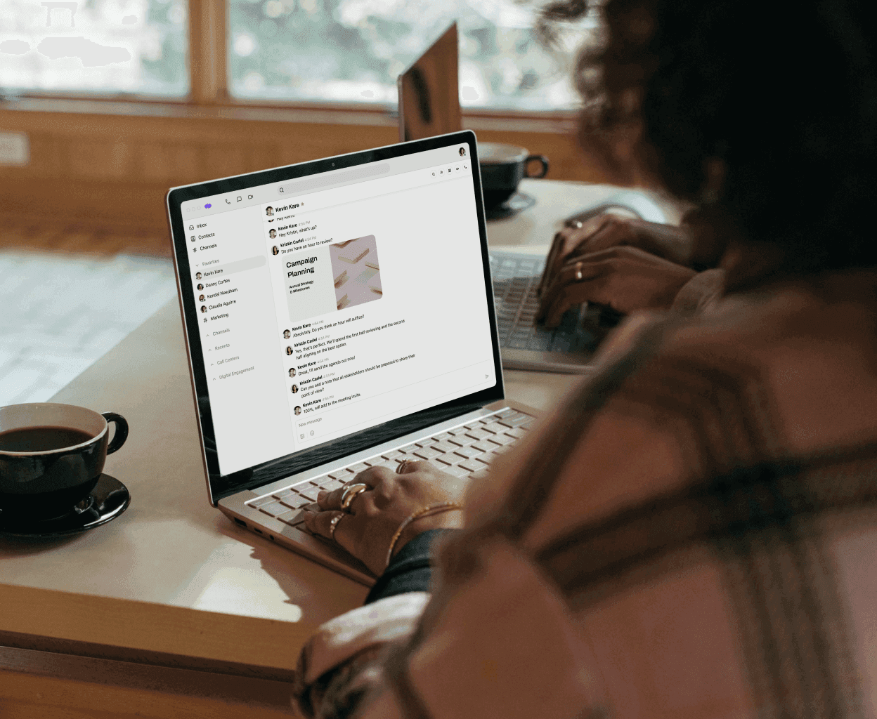 A lady using a laptop