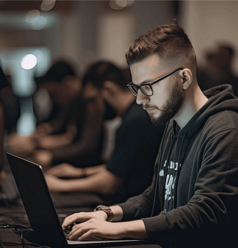 A man working on his laptop