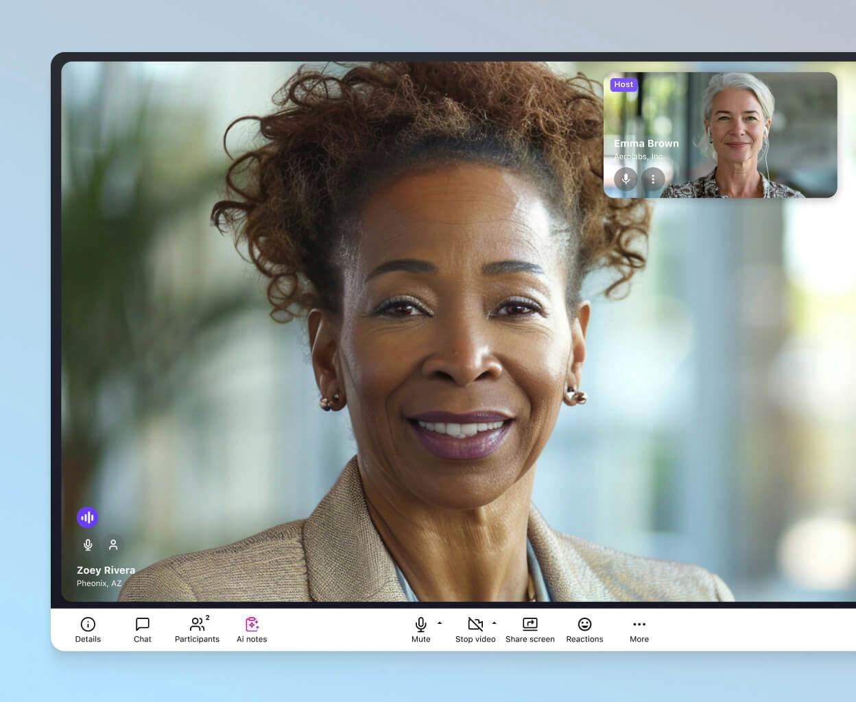 Screenshot of Dialpad Ai Meetings video conference call feature