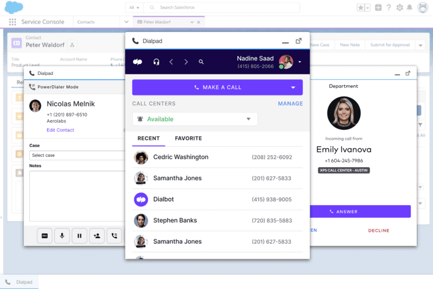 Salesforce call integration with dialpad