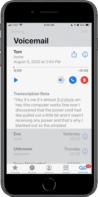 Voicemail on iphone