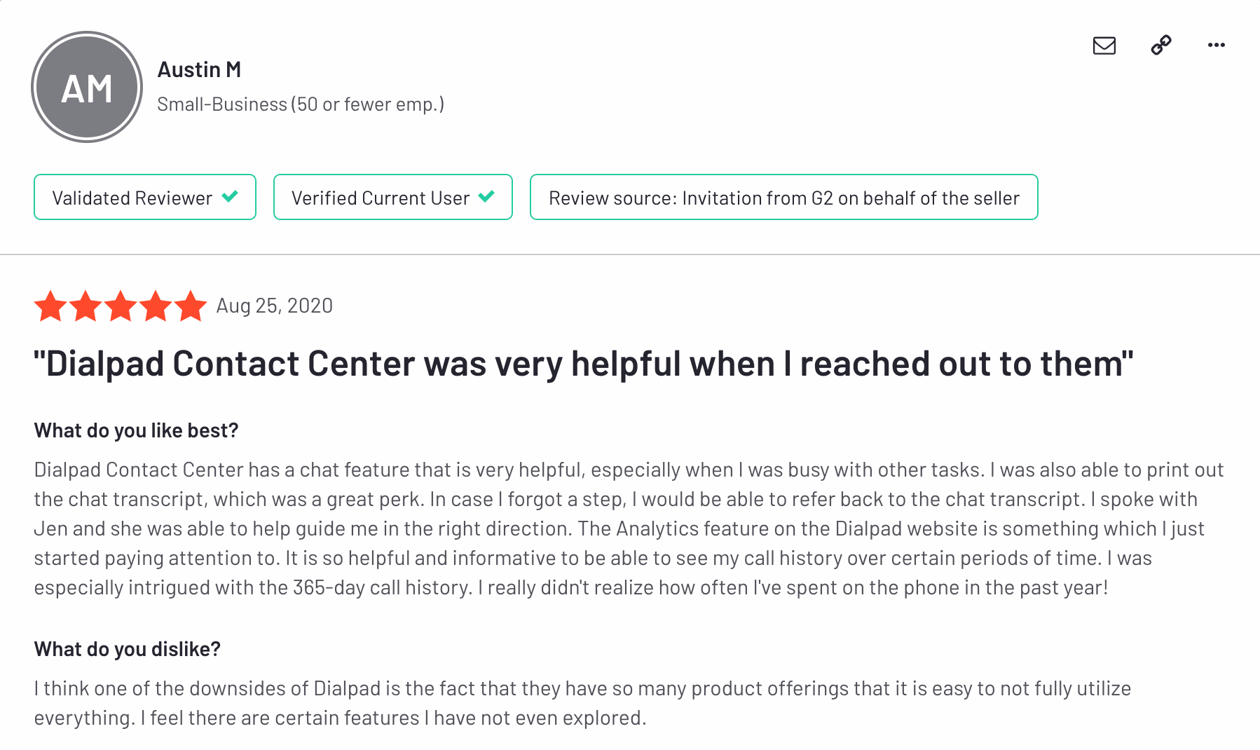 Dialpad contact center review from g2