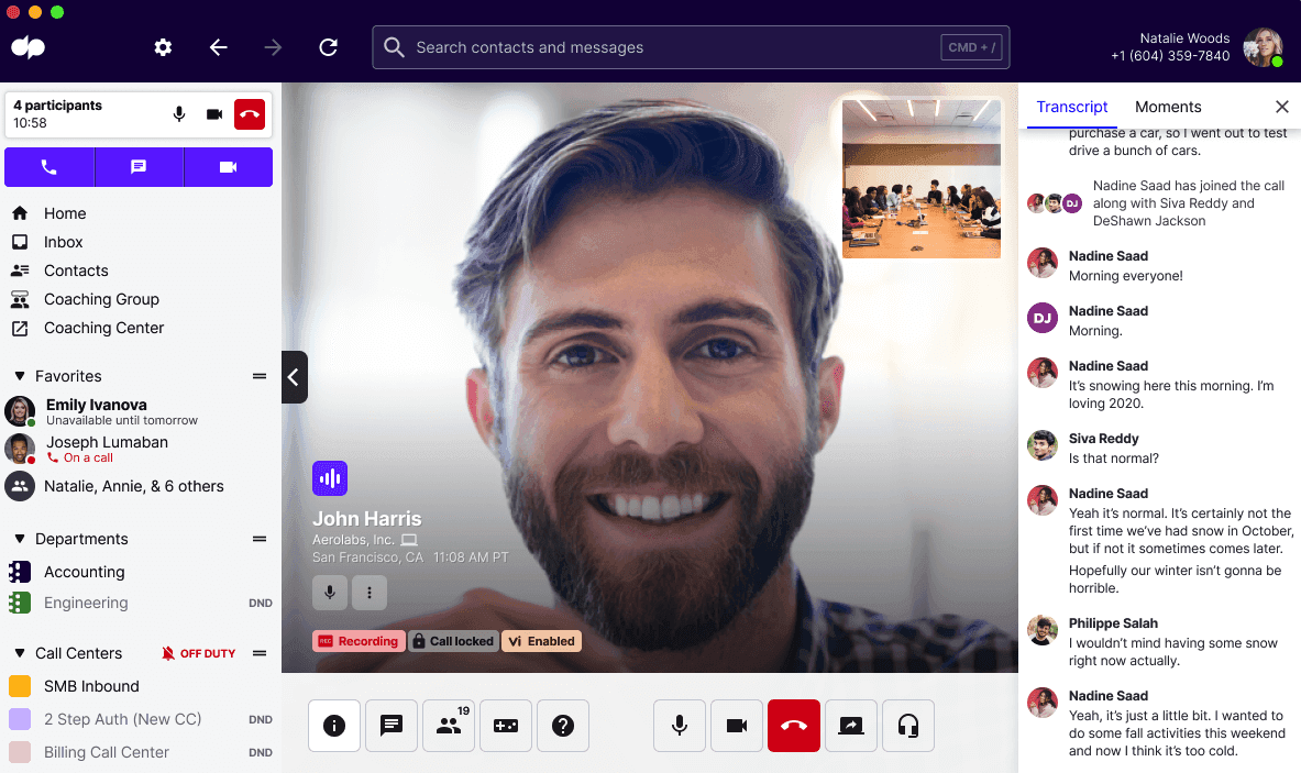 Dialpad meetings transcript in video