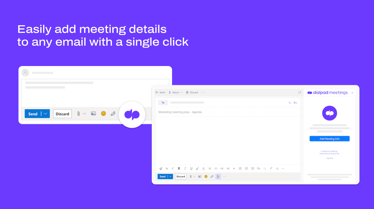 Easily add meeting details to any email with a single click