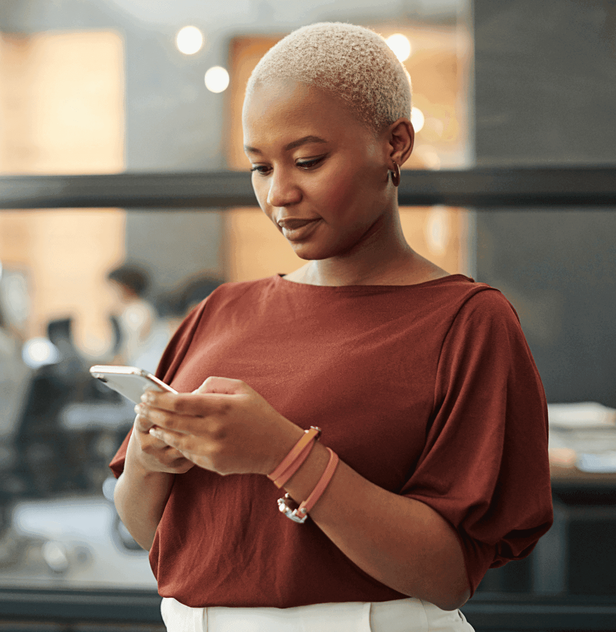 A lady using a mobile phone