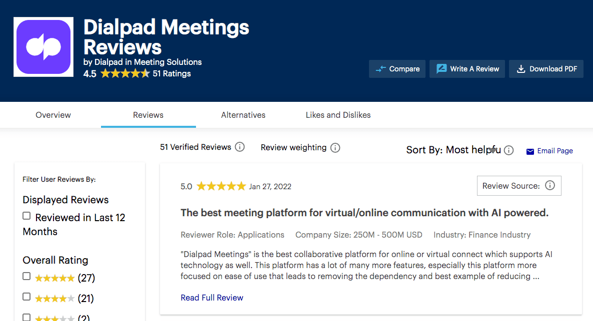 Dialpad Meetings on Gartner