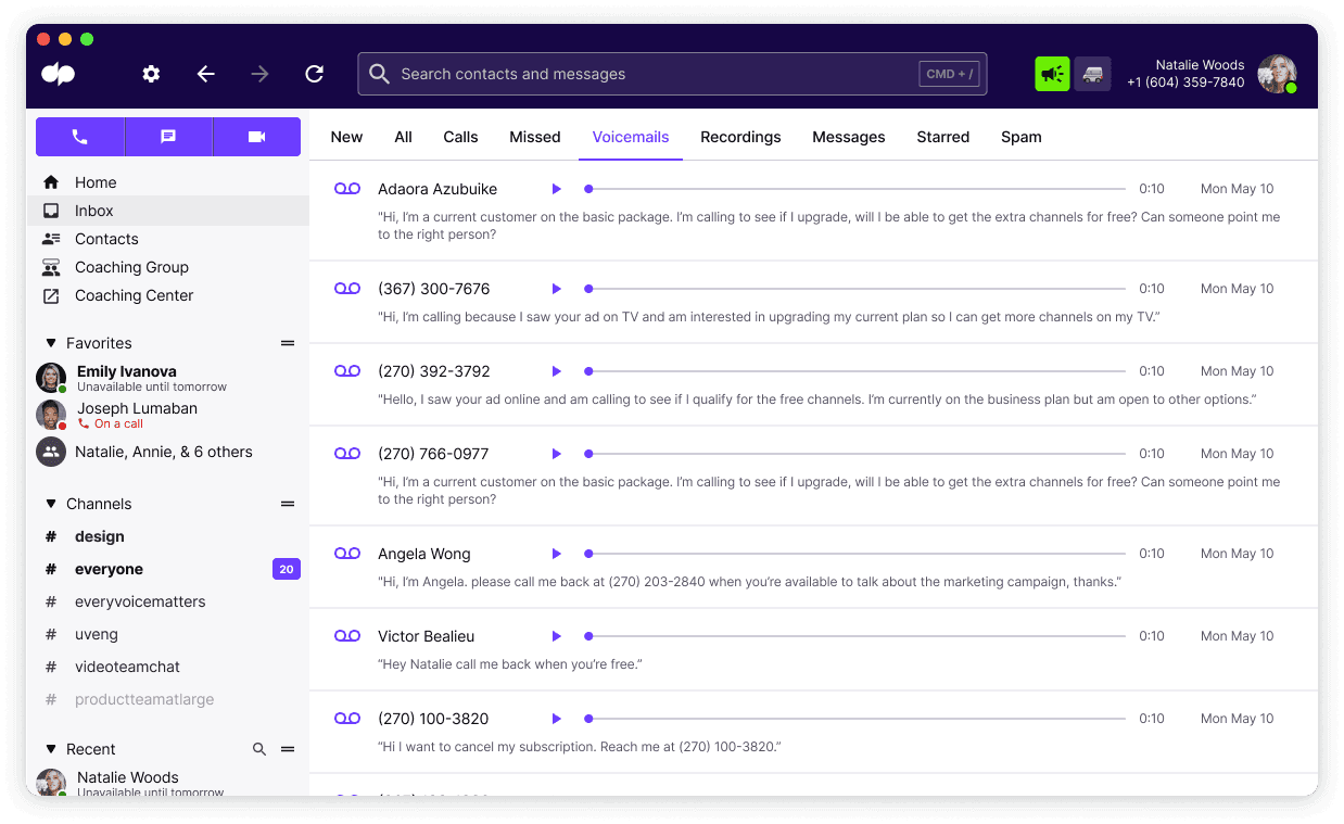 Visual voicemail