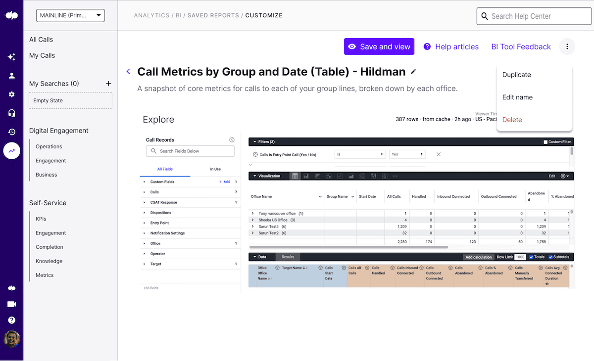 Dialpads business intelligence analytics feature