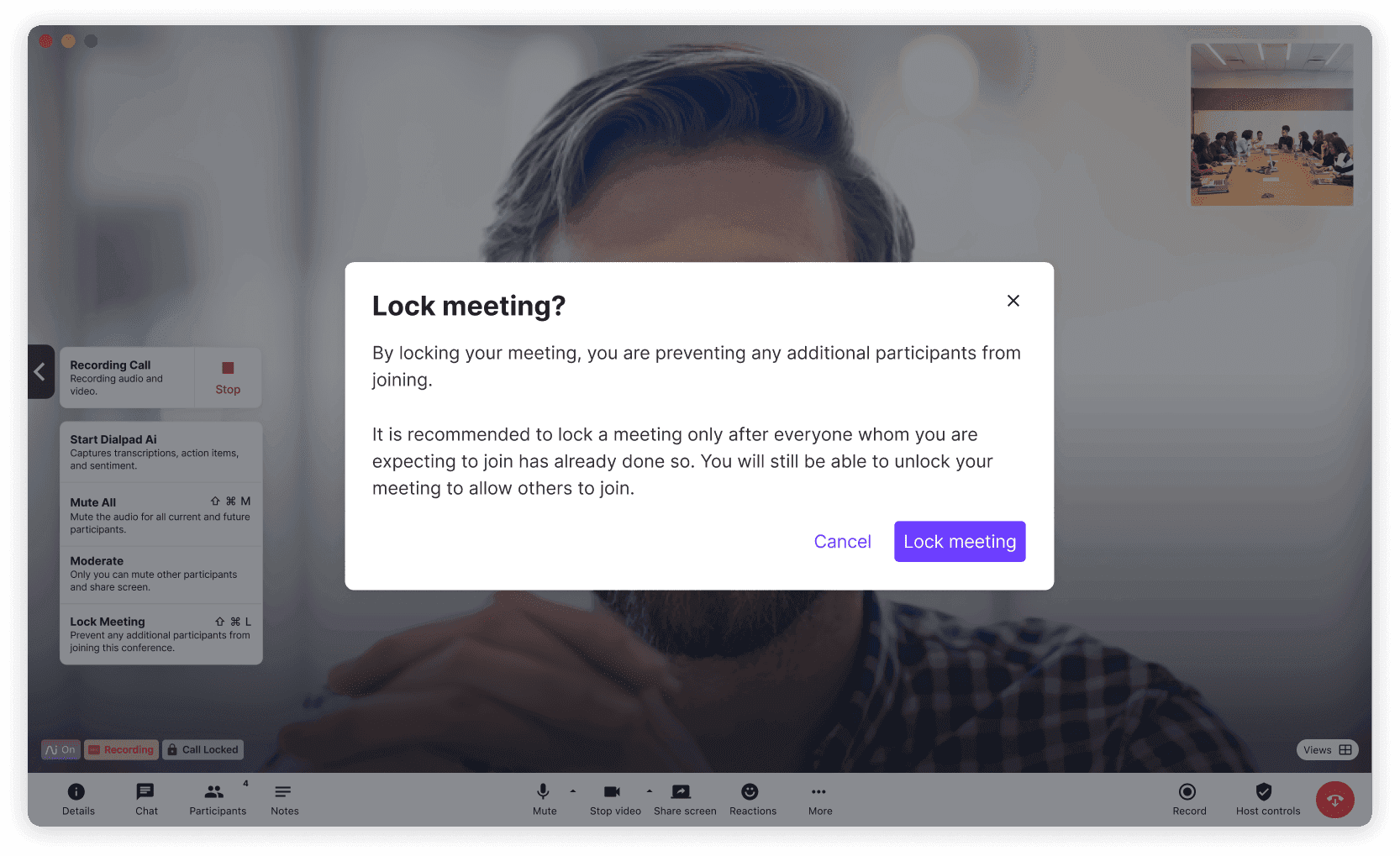 Locking a meeting