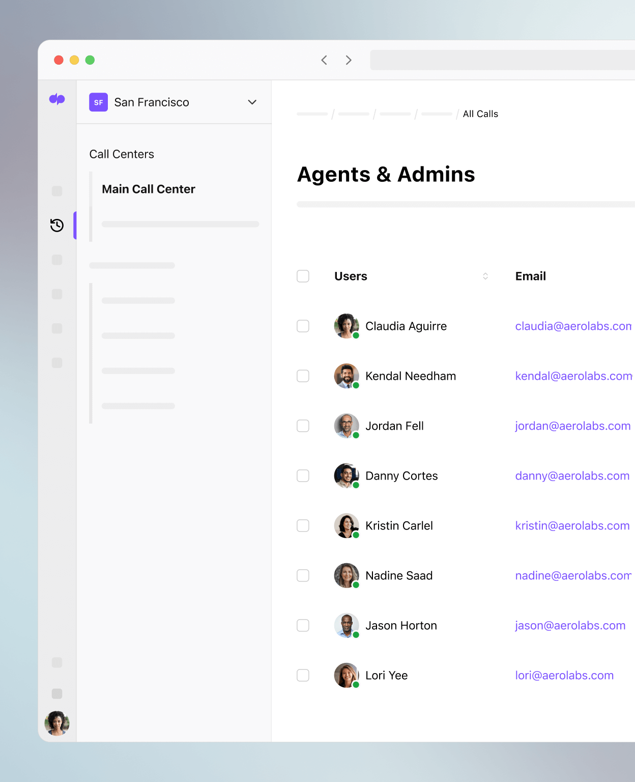 Screenshot of managing active users on Dialpad