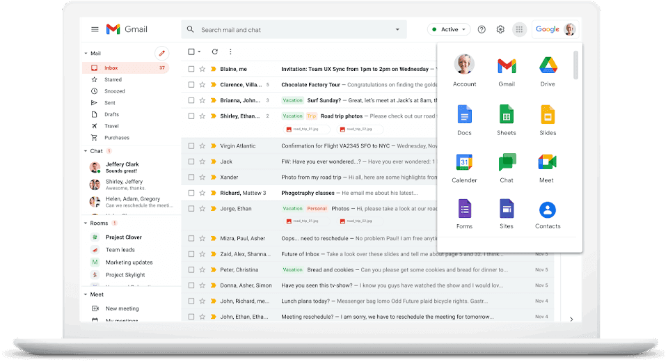 Google workspace user interface