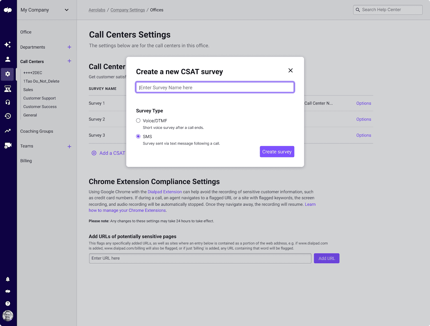 Creating a new CSAT survey v2