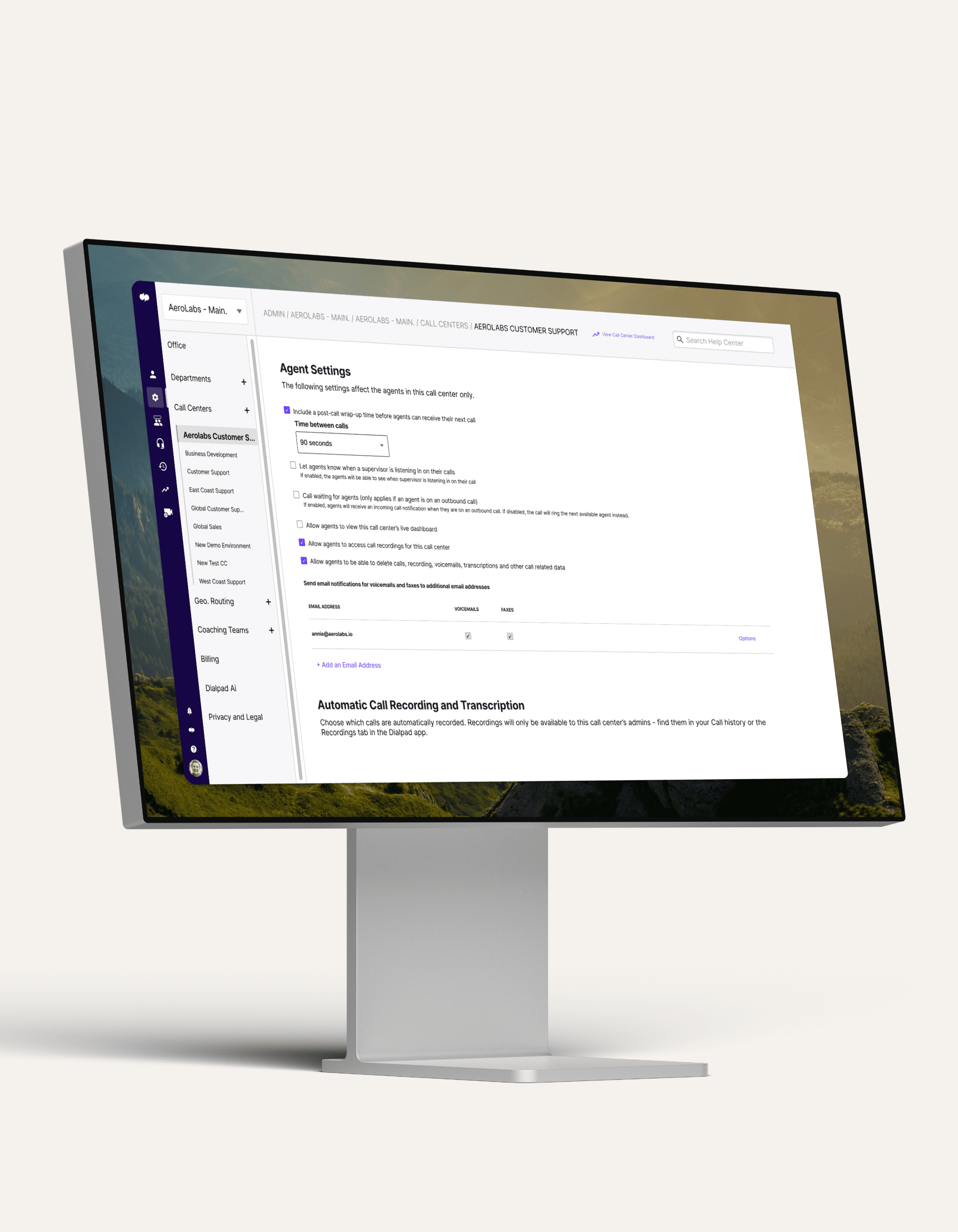 Computer screen showing Dialpad's screen capture feature user interface
