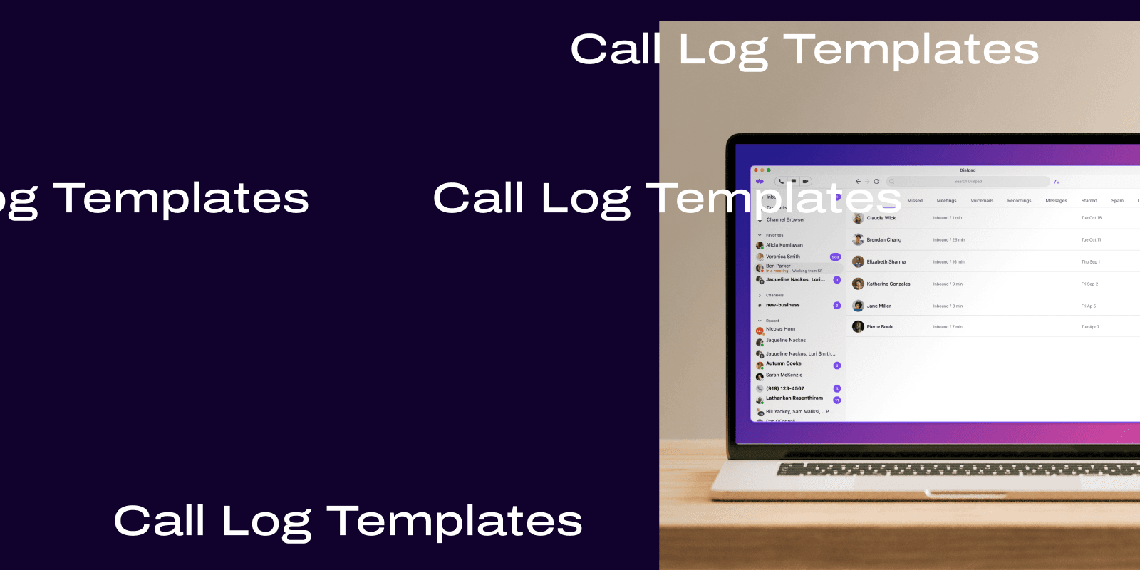 Call log template header