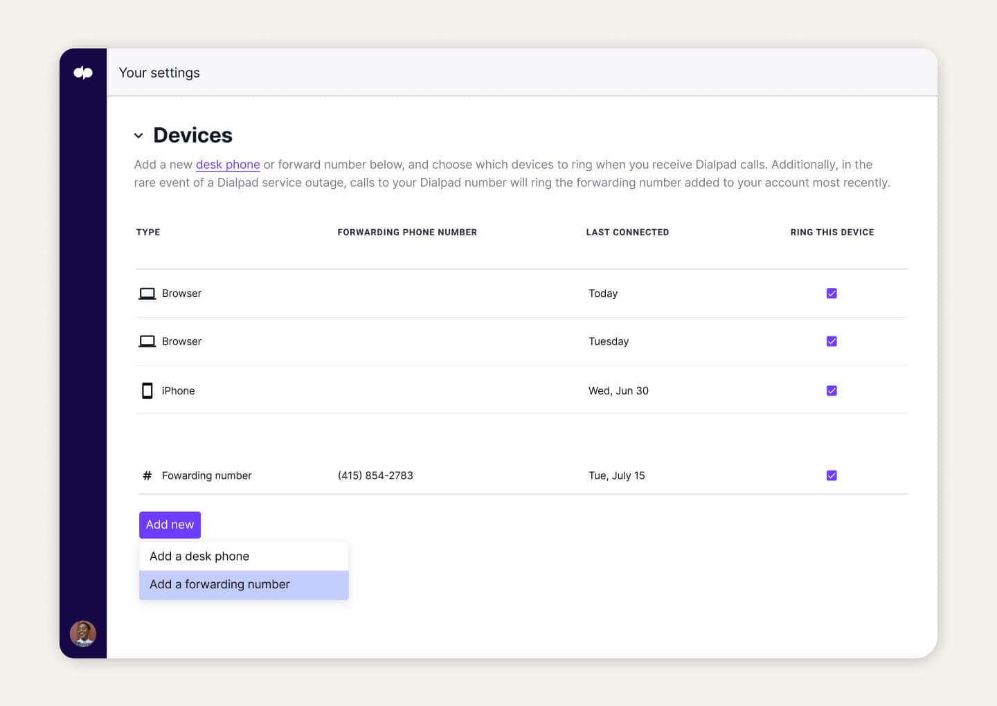 Call Forwarding Single Item Card