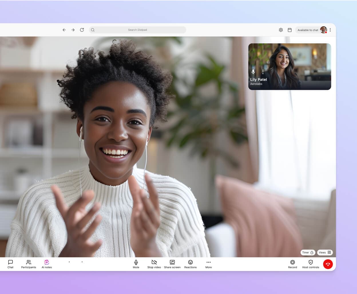 A video conference happening in Dialpad's desktop app