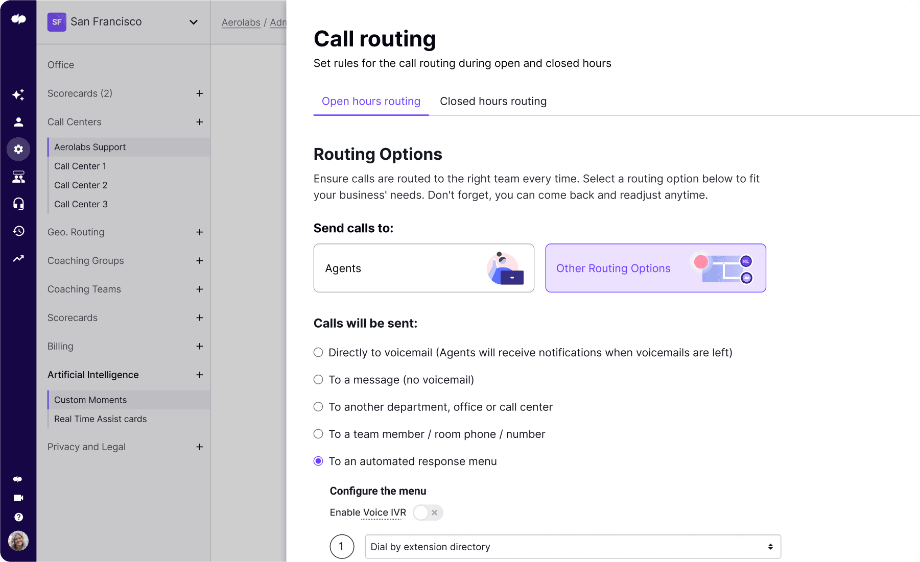 Multiple call routing options v3