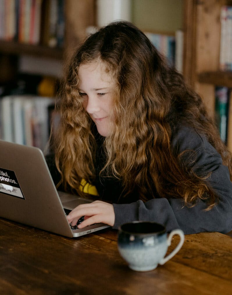 A girl using her laptop
