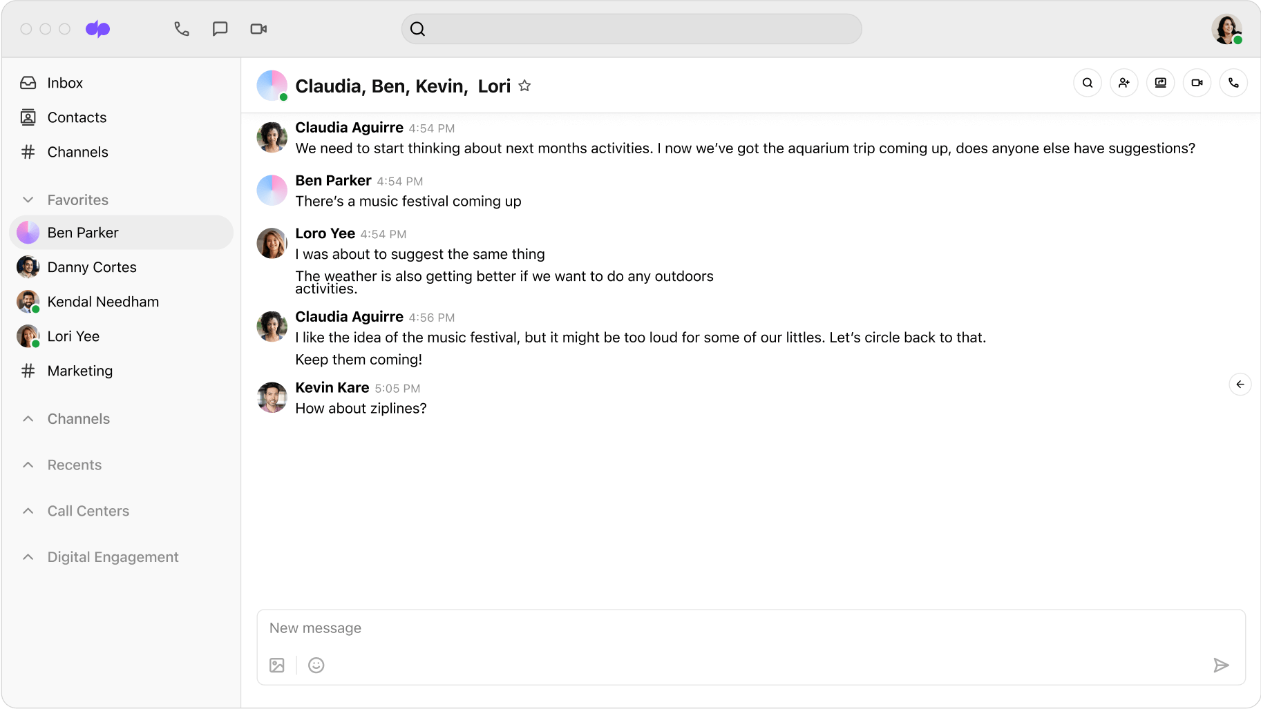Group messaging UI