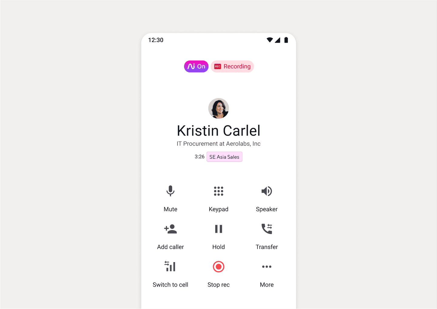 Mobile call recording single item card v2