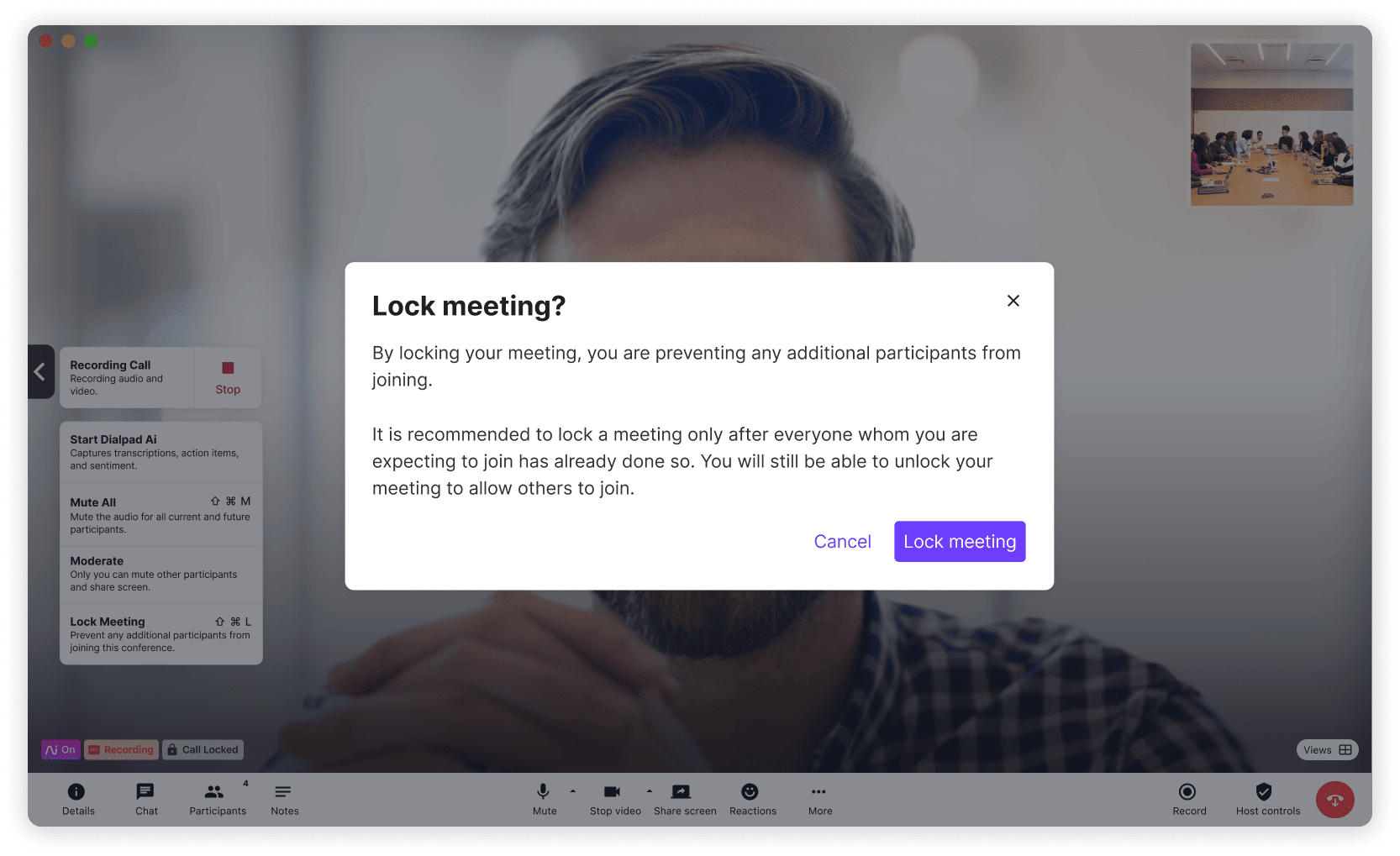 Locking a meeting v2