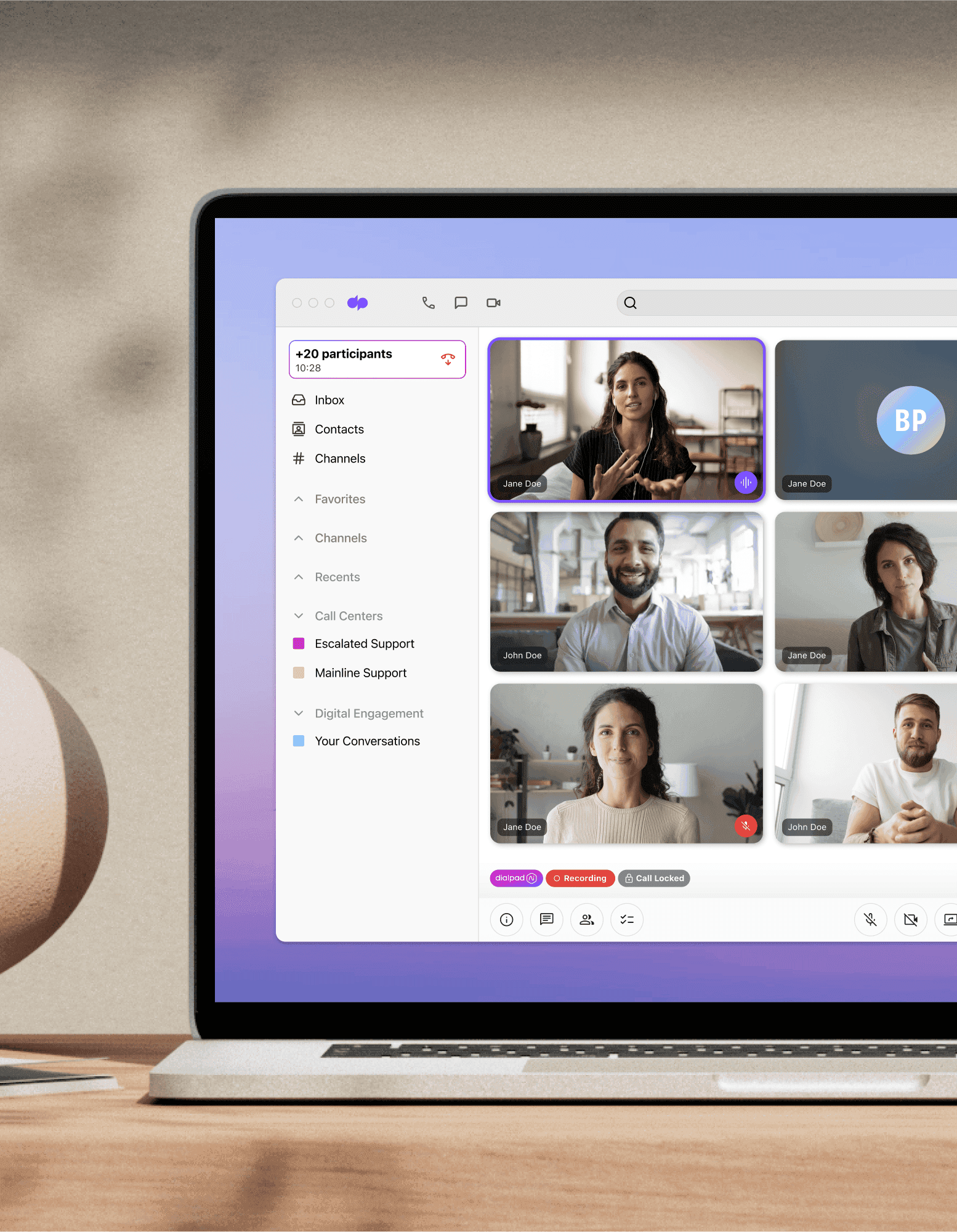 A video conference happening on Dialpad's desktop app