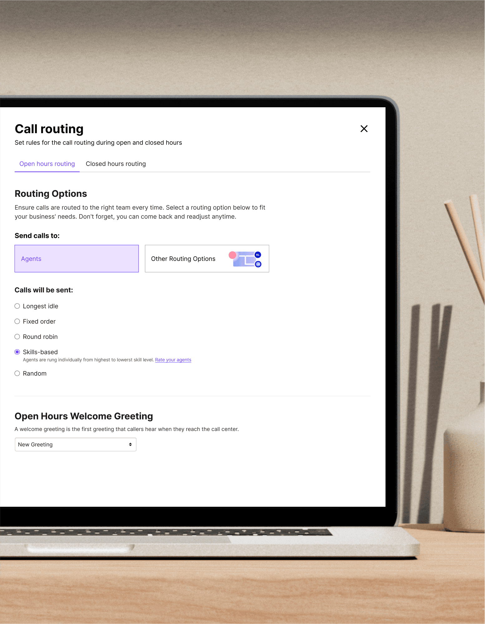 Computer monitor showing Dialpad's auto attendant user interface