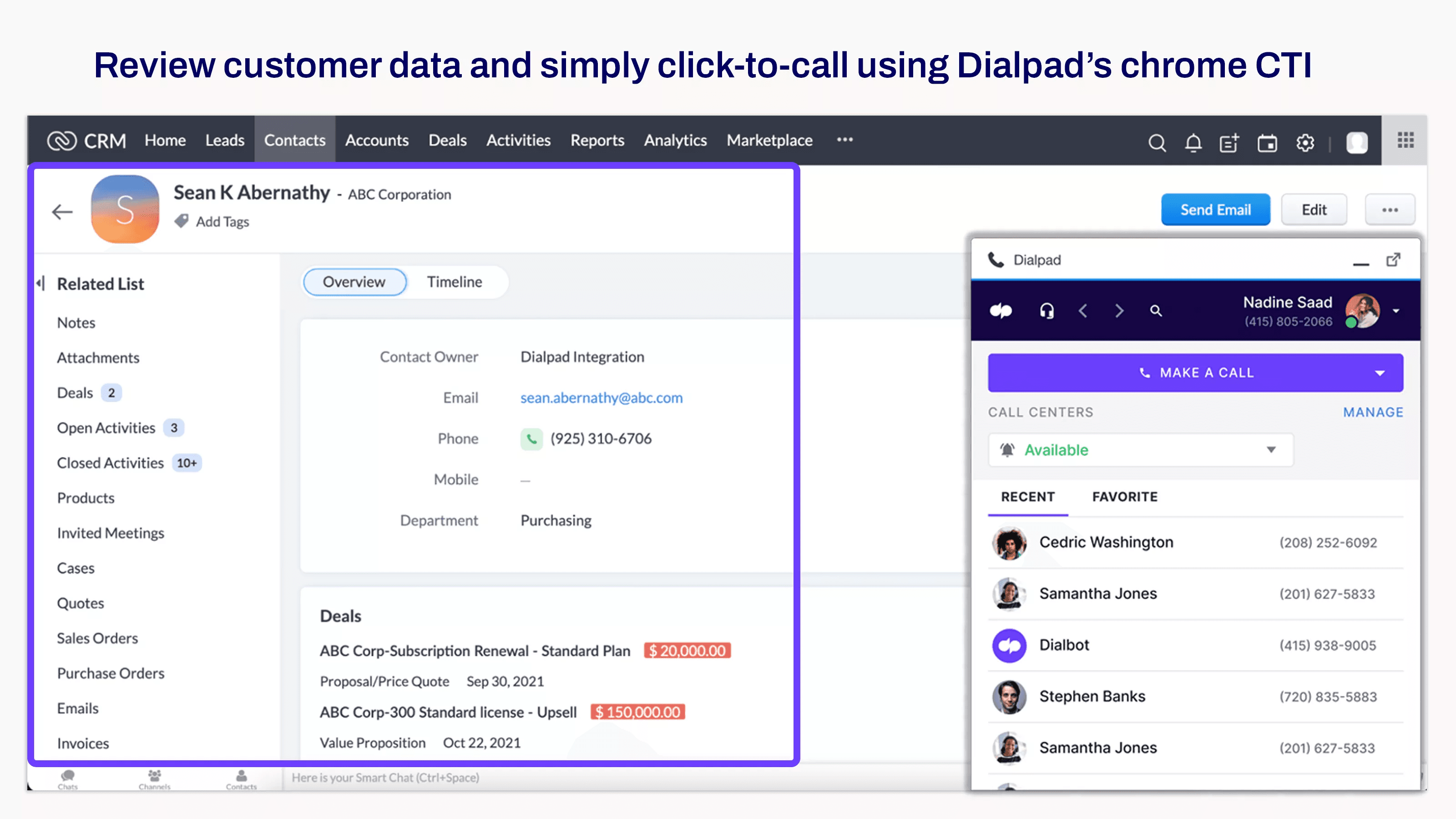 Zoho Dialpad Logging and CTI 2