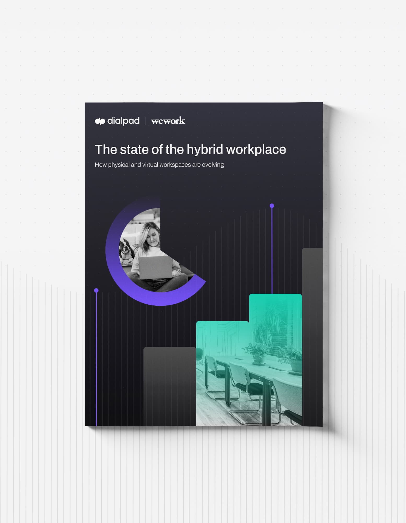 Mockup of a book titled "The state of the hybrid workplace"