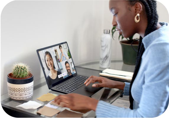 A person attending a videoconference