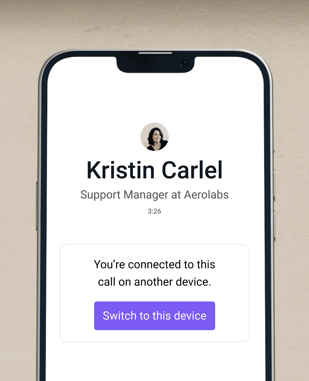 Screenshot of the feature that allows switching a call between devices