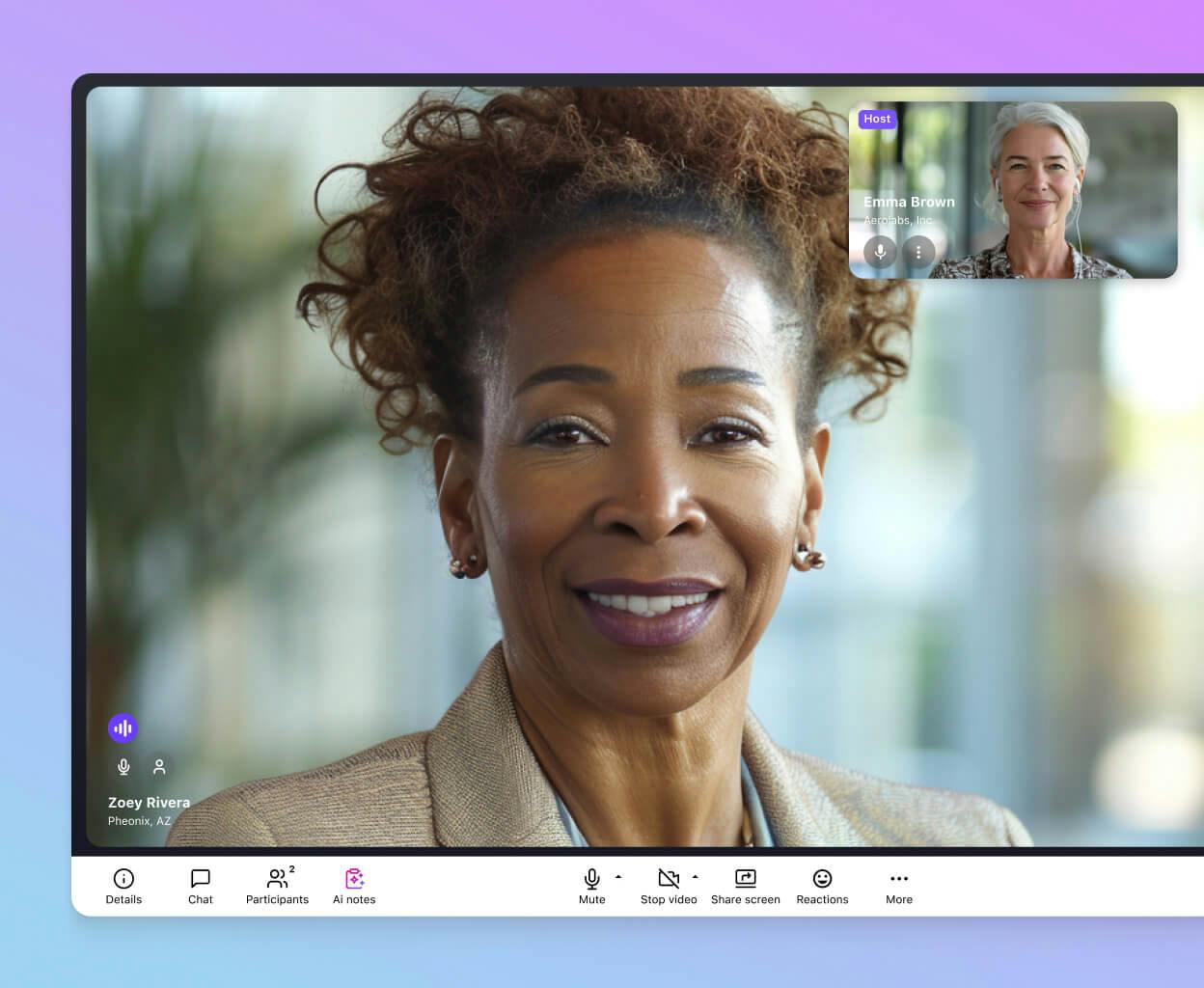 Screenshot of Dialpad Ai meetings videoconferencing feature