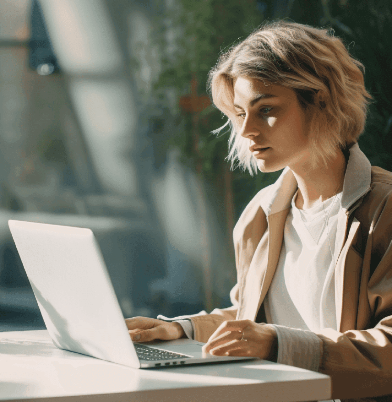 A lady working on a laptop