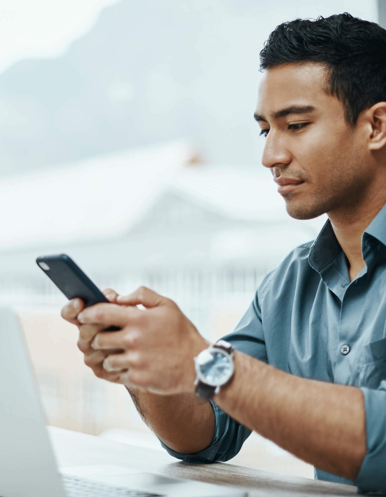 A person using a mobile device