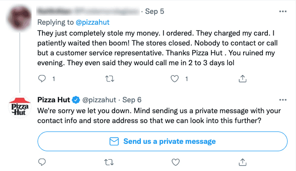 Pizza hut bad customer experience example