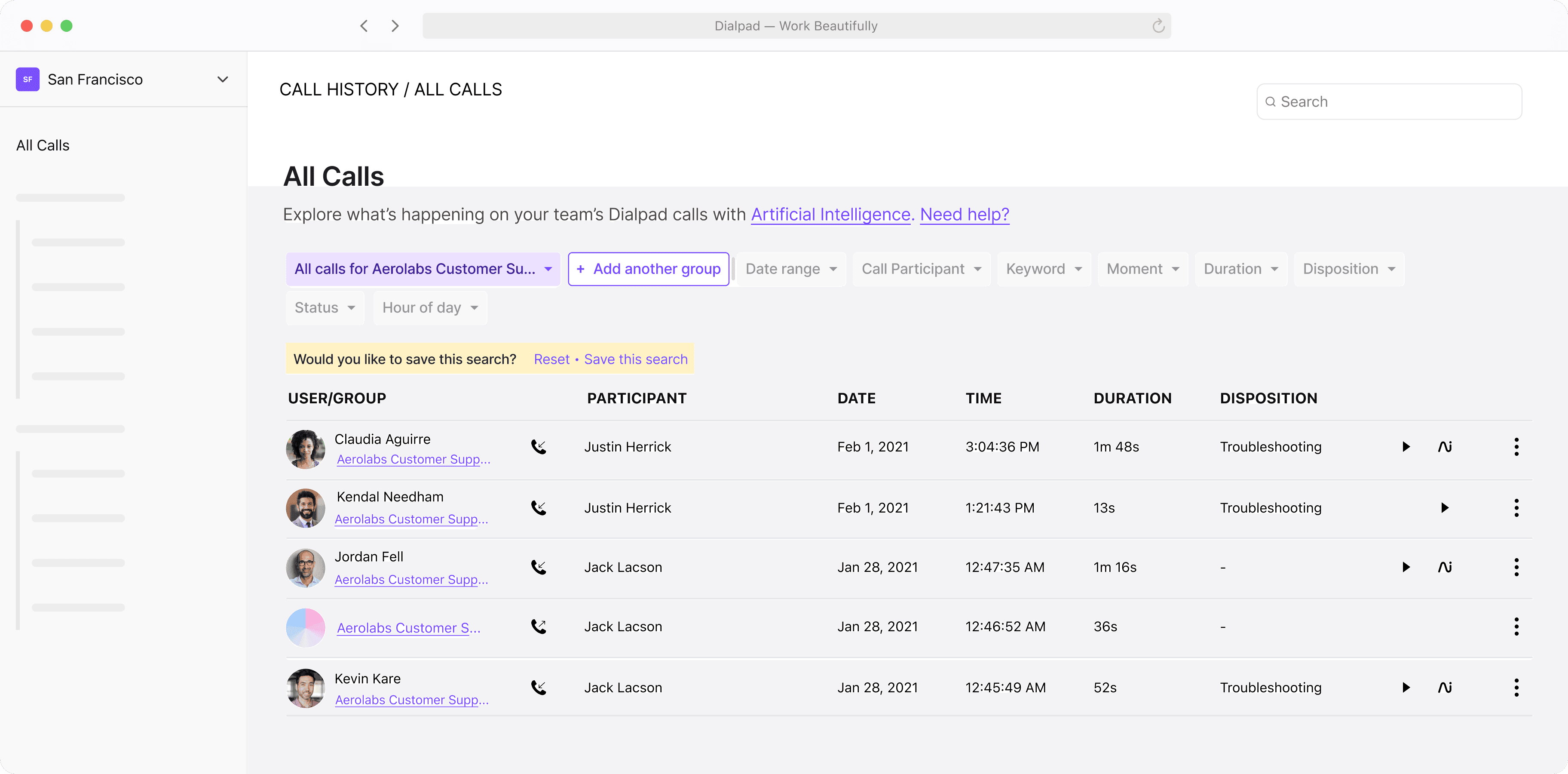 Call disposition view in dashboard blog size v2