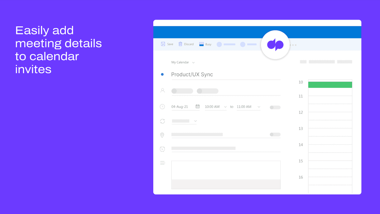 Easily add meeting details to calendar invites