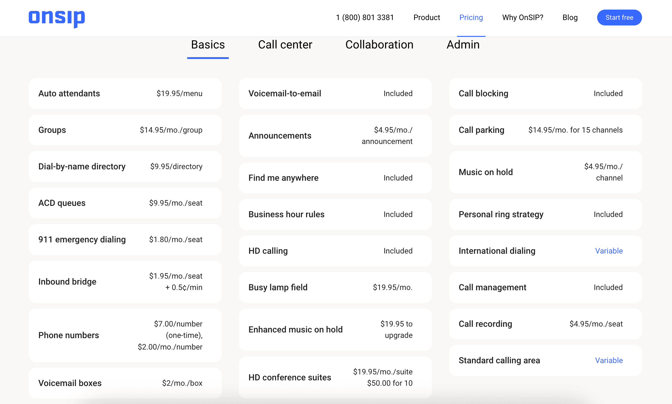 On SIP add on pricing