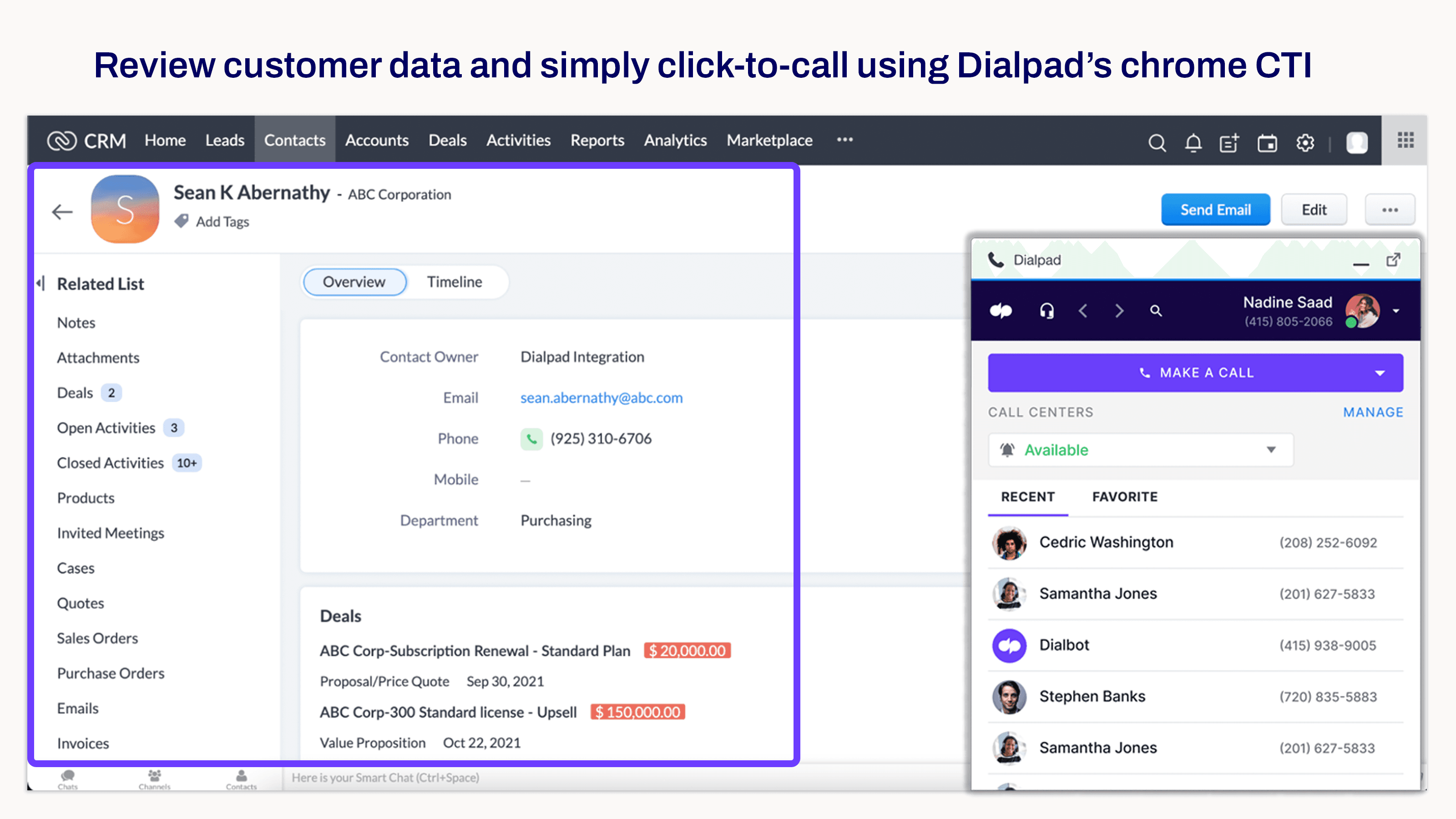 Zoho Dialpad Logging and CTI 2