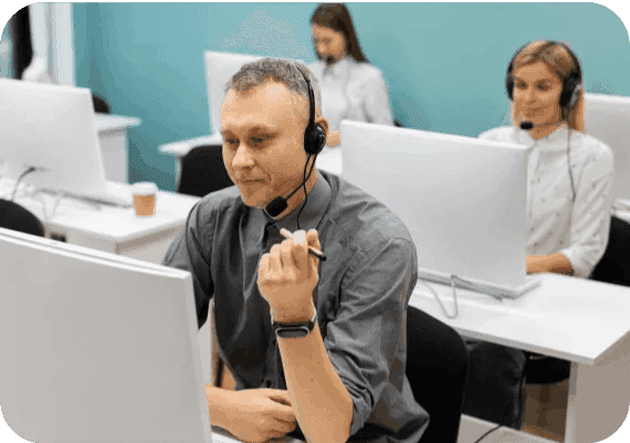 Call center agents at work