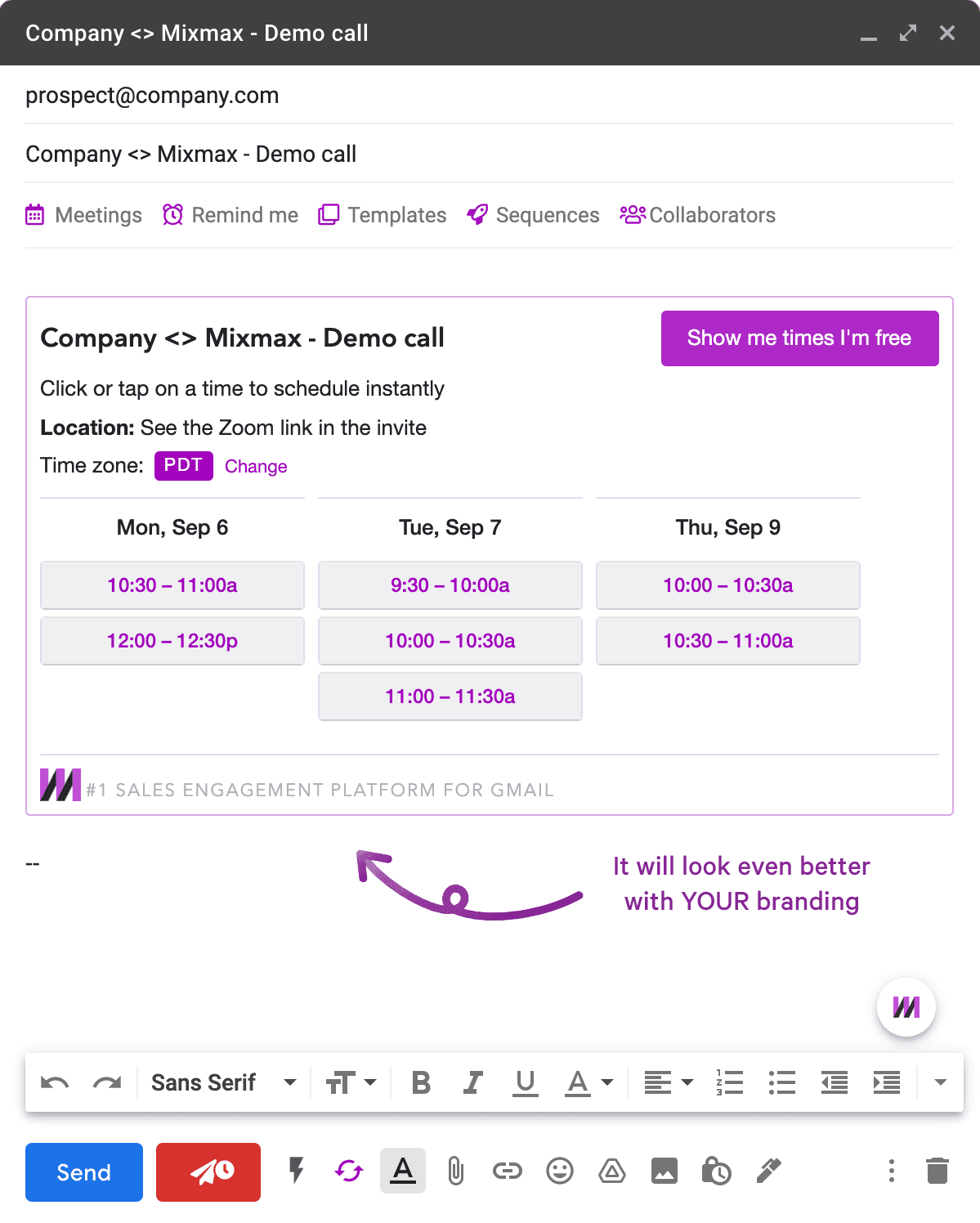 Demo call calendar