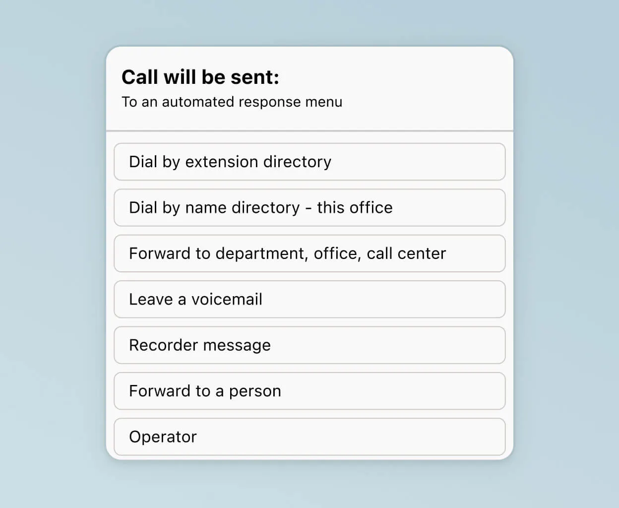 Screenshot of selecting where the call will be sent in Dialpad