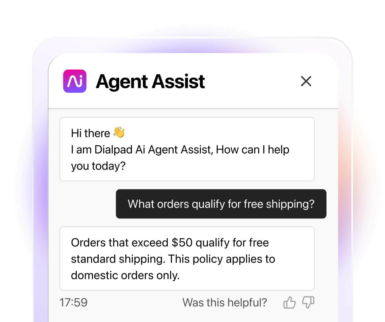 Screenshot of agent assist