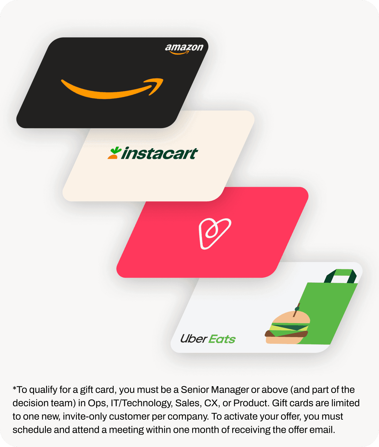 Screenshot of gift card designs