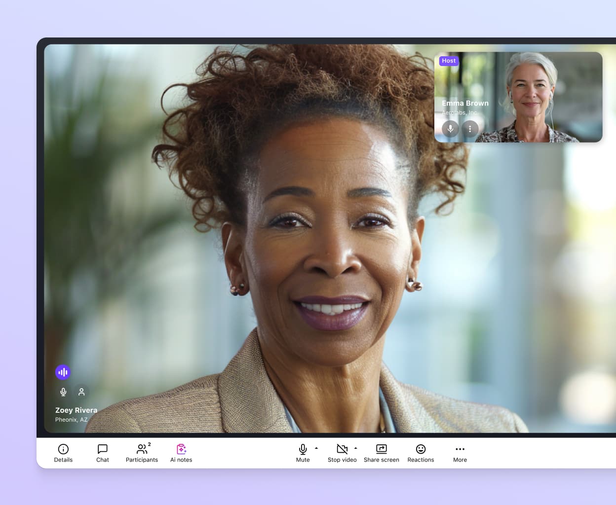 A video conference happening in Dialpads app