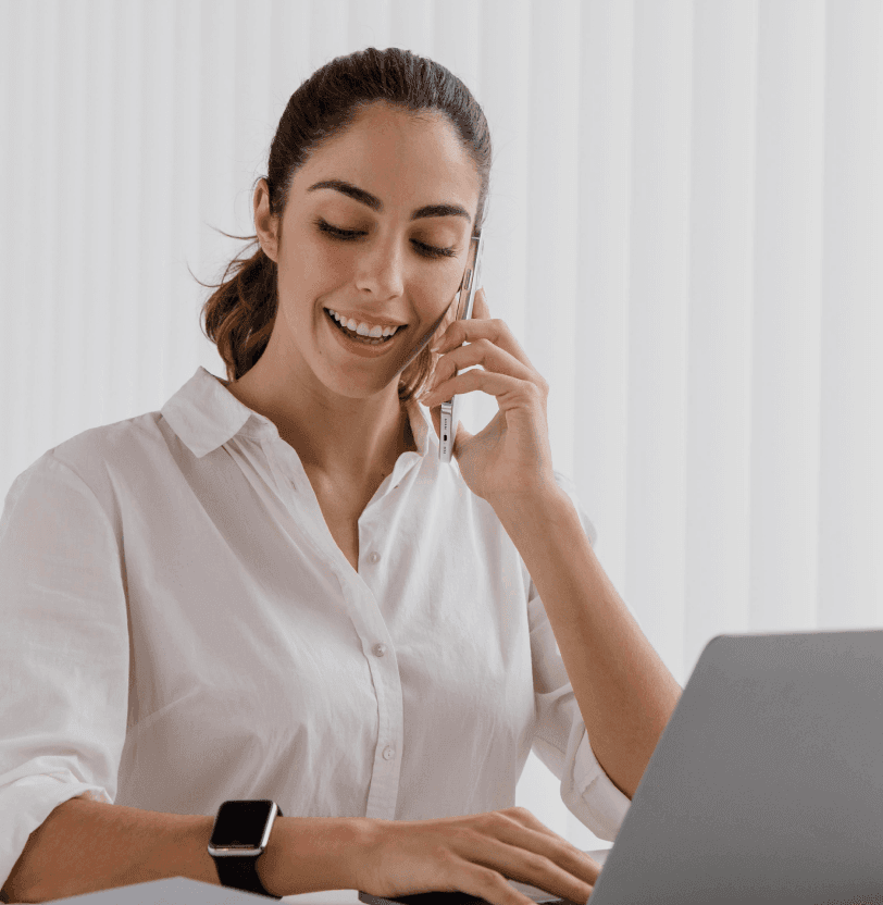 A woman talking on the phone