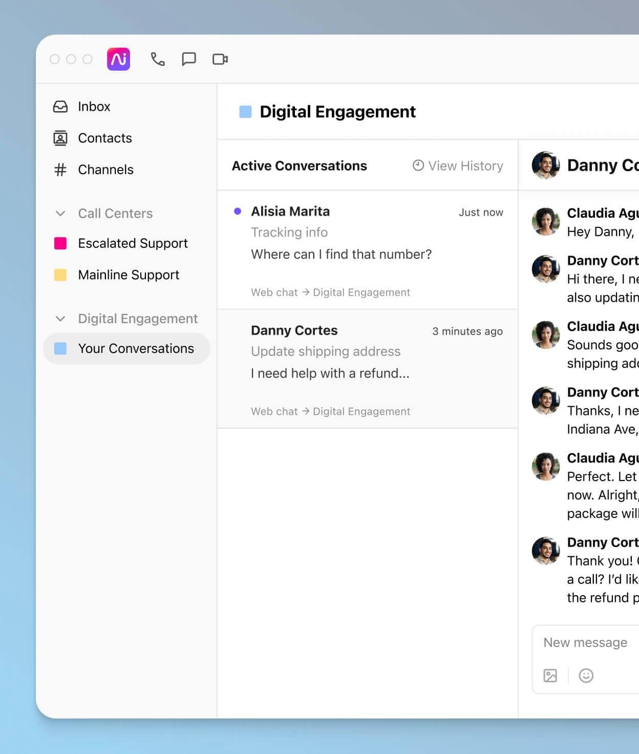 Screenshot of Dialpads digital engagement feature